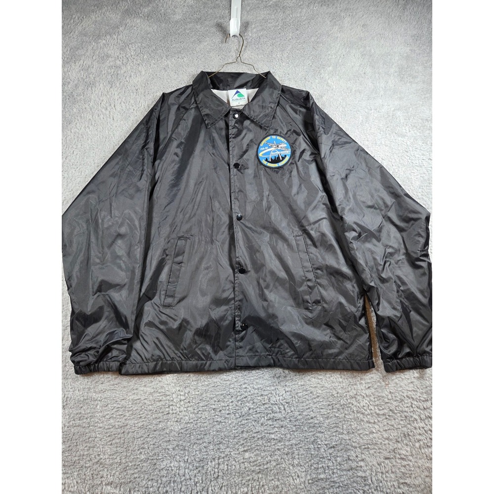 Augusta Coaches Jacket Medium Black Mens Boeing F/A-18 Super Hornet Patch Snap